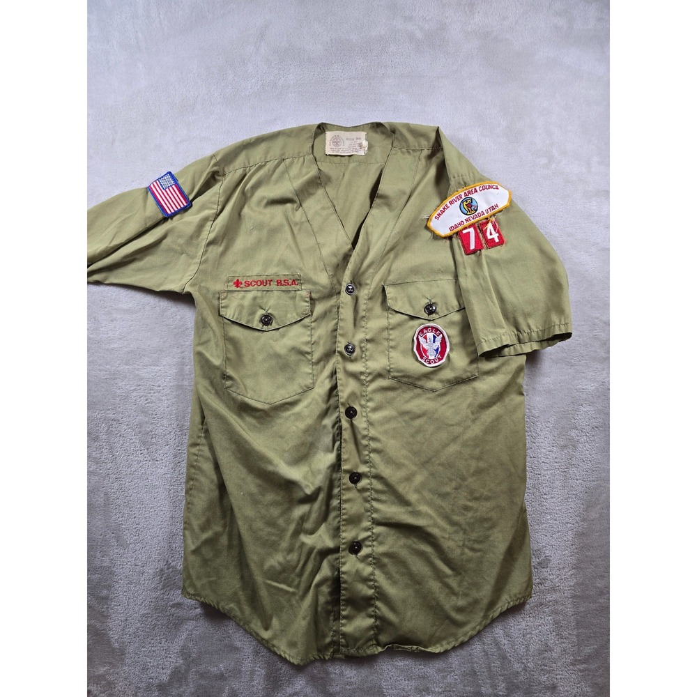 Boy Scouts of America BSA Shirt‎ Mens Small Patches Badges Snake River *Read